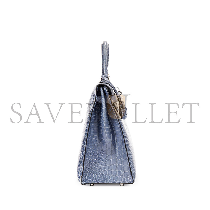 HERMES MASTER KELLY 32 BLUE BRIGHTON MATTE AMERICAN ALLIGATOR (32*23*10.5cm)